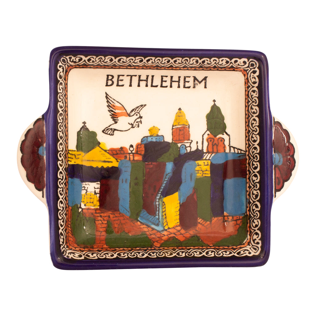 Armenian Ceramic Square Tray Bethlehem Décor Mosaic Enamel Colourful