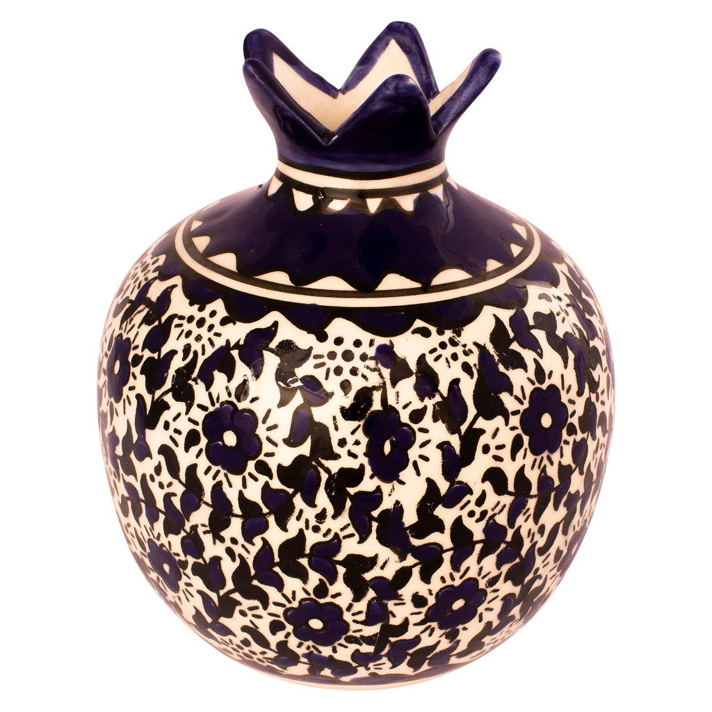 Decorative Ceramic Pomegranate Handmade Blue Flowers Pottery Enamel-2