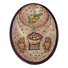 Armenian Ceramic Oval Bowl Tabgha Décor Loaves and Fish Bread Handmade 7