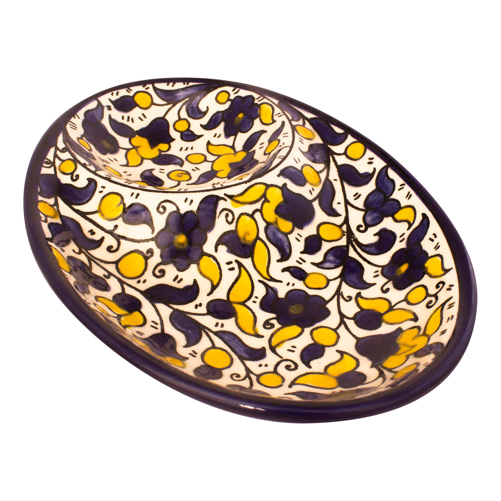 Armenian Ceramic Oval Bowl Pottery Colourful Handmade 7"x5"