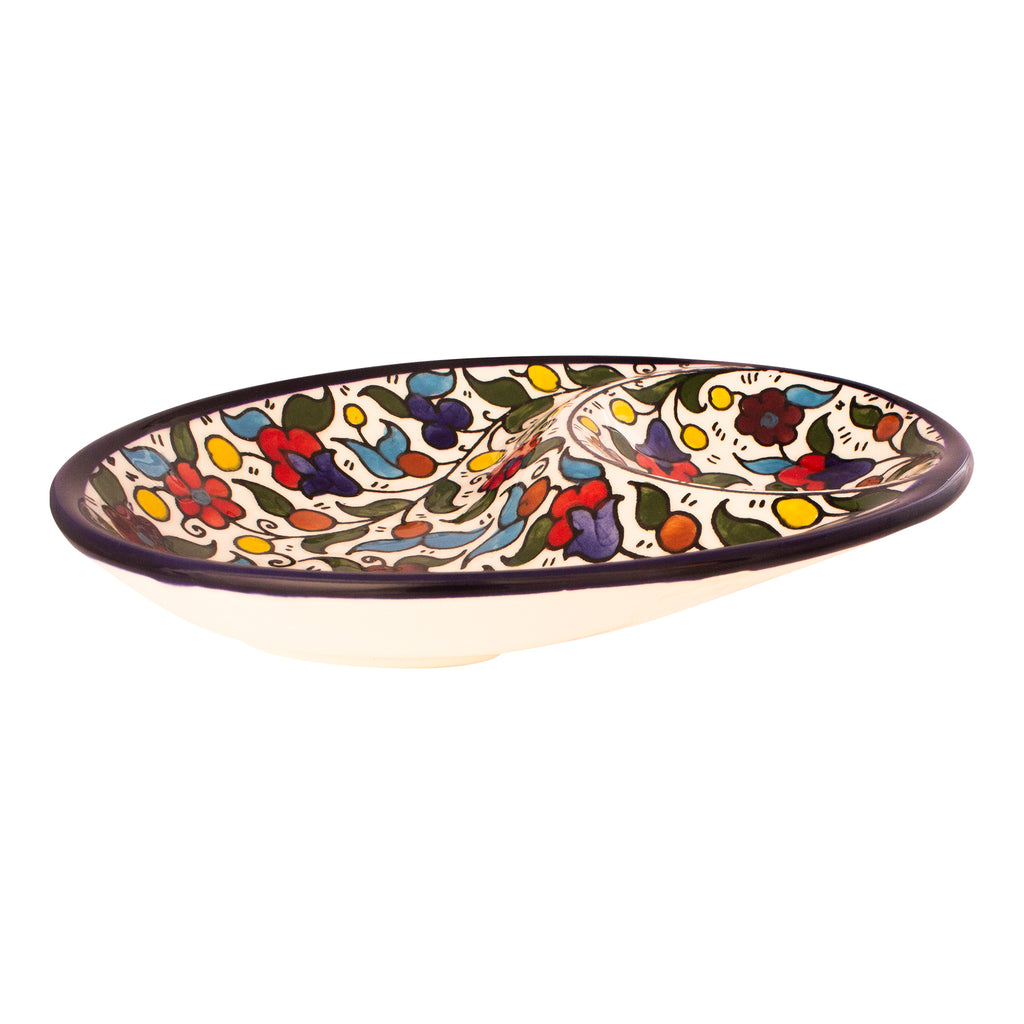 Armenian Ceramic Oval Bowl Pottery Colourful Handmade 7"x5" - 2