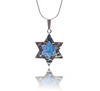 Image of Handmade Roman Glass 925 Sterling Silver Star of David Pendant Chain-1
