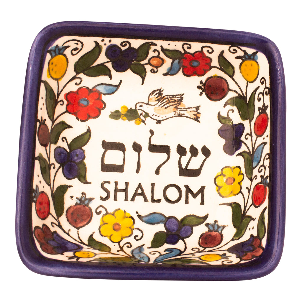Shalom Ceramic Square Bowl Armenian Décor Mosaic Enamel Colourful-2