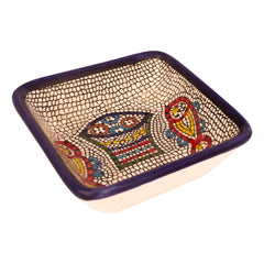 Tabgha Colorful Ceramic Square Bowl Armenian Pottery Enamel Decorative