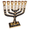 Image of Jewish Menorah 7 Branches Blue-Gold Enamel Candle Holder Jerusalem Judaica 7"-2