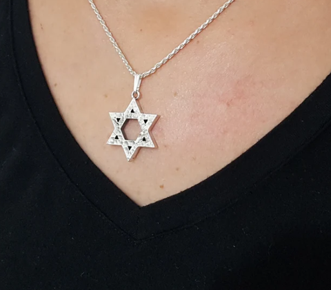Handmade Double Sided 925 Sterling Silver Star of David Pendant Polish-4