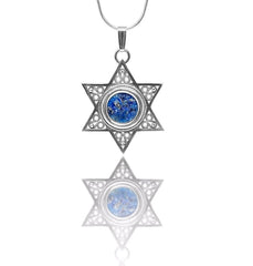 Roman Glass Fragments 925 Sterling Silver Star of David Pendant Handmade Chain