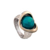 Image of Fashion Silver Handmade Ring With Unique Eilat Chrysokolla Gemstone From Israel