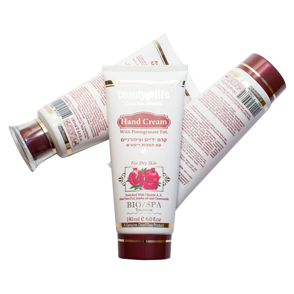 Hand Cream For Dry Skin Pomegranate Beauty Life Dead Sea Minerals 6,0 fl.oz (180 ml)