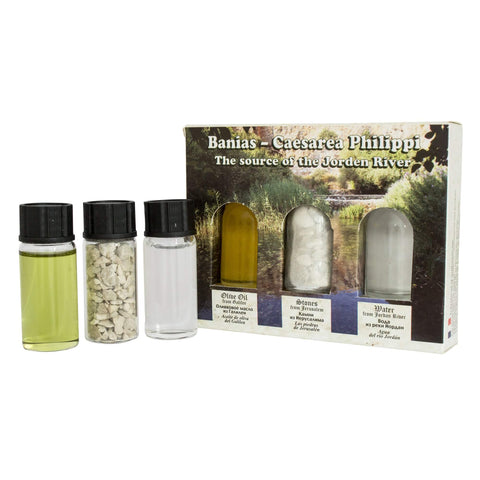 Blessing Set 3 Holy Elements Oil Water Holy Soil from Banias - Caesarea Philippi Holy Land