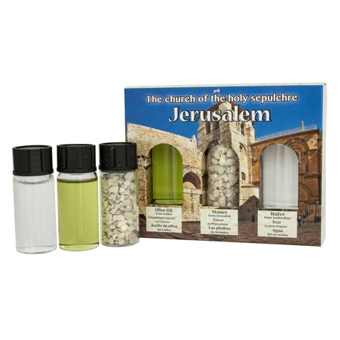 Blessing Set 3 Holy Elements Oil Water Holy Soil from Jerusalem Holy Land