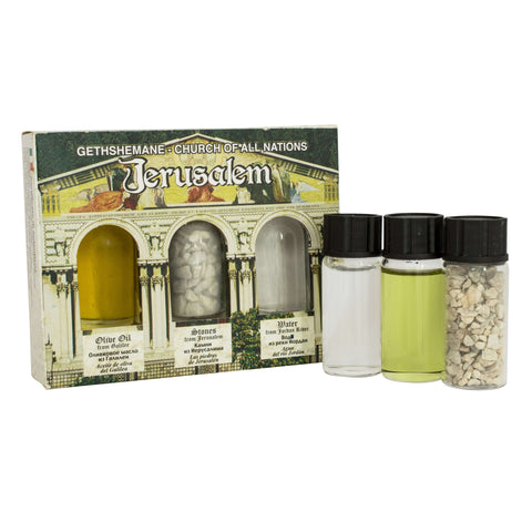 3 pcs Blessing Set Holy Elements Oil Water Holy Soil Gethshemane from Holy Land