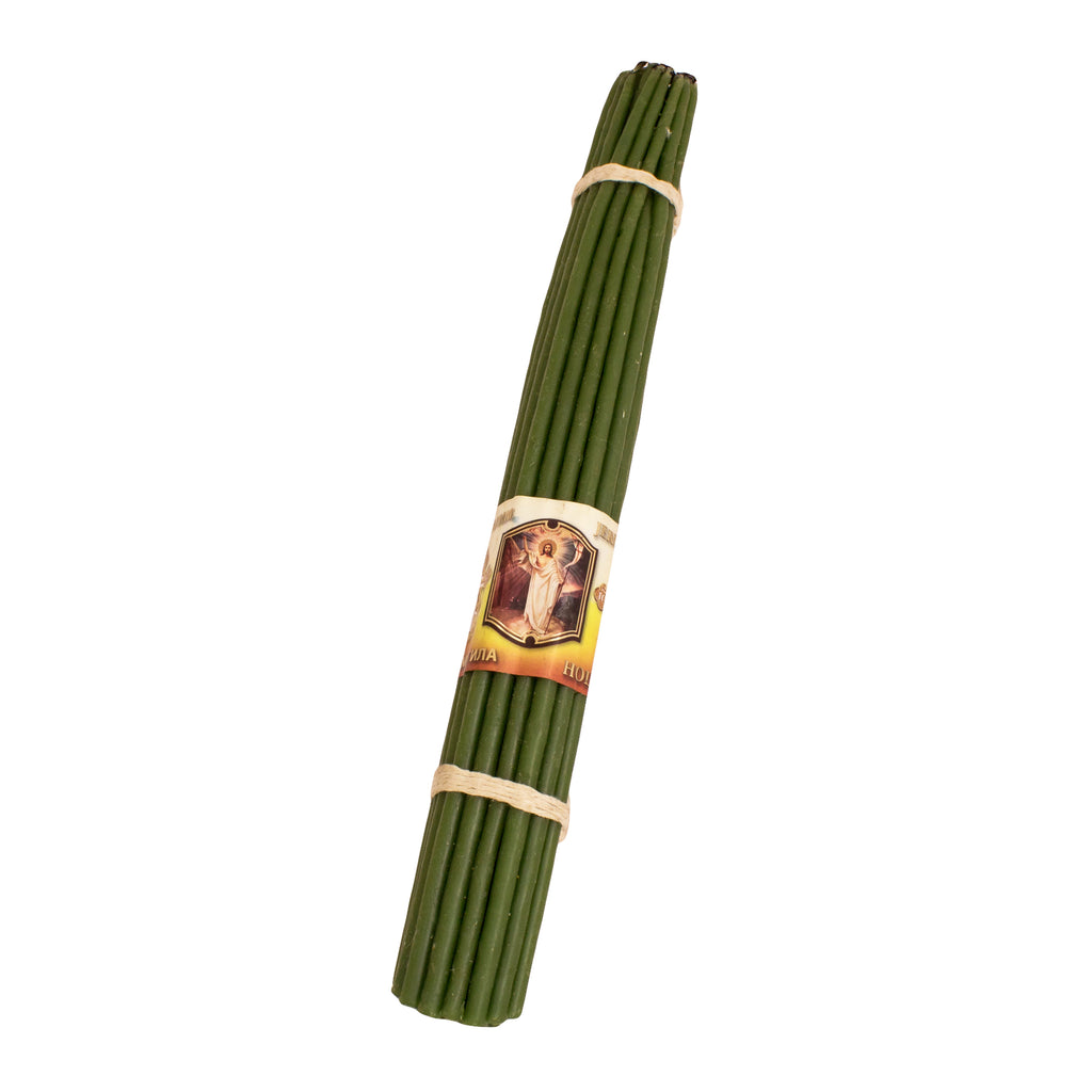 Natural Wax Candles 33 Jerusalem Candles in Green from the Church of Holy Sepulcher 29 cm
