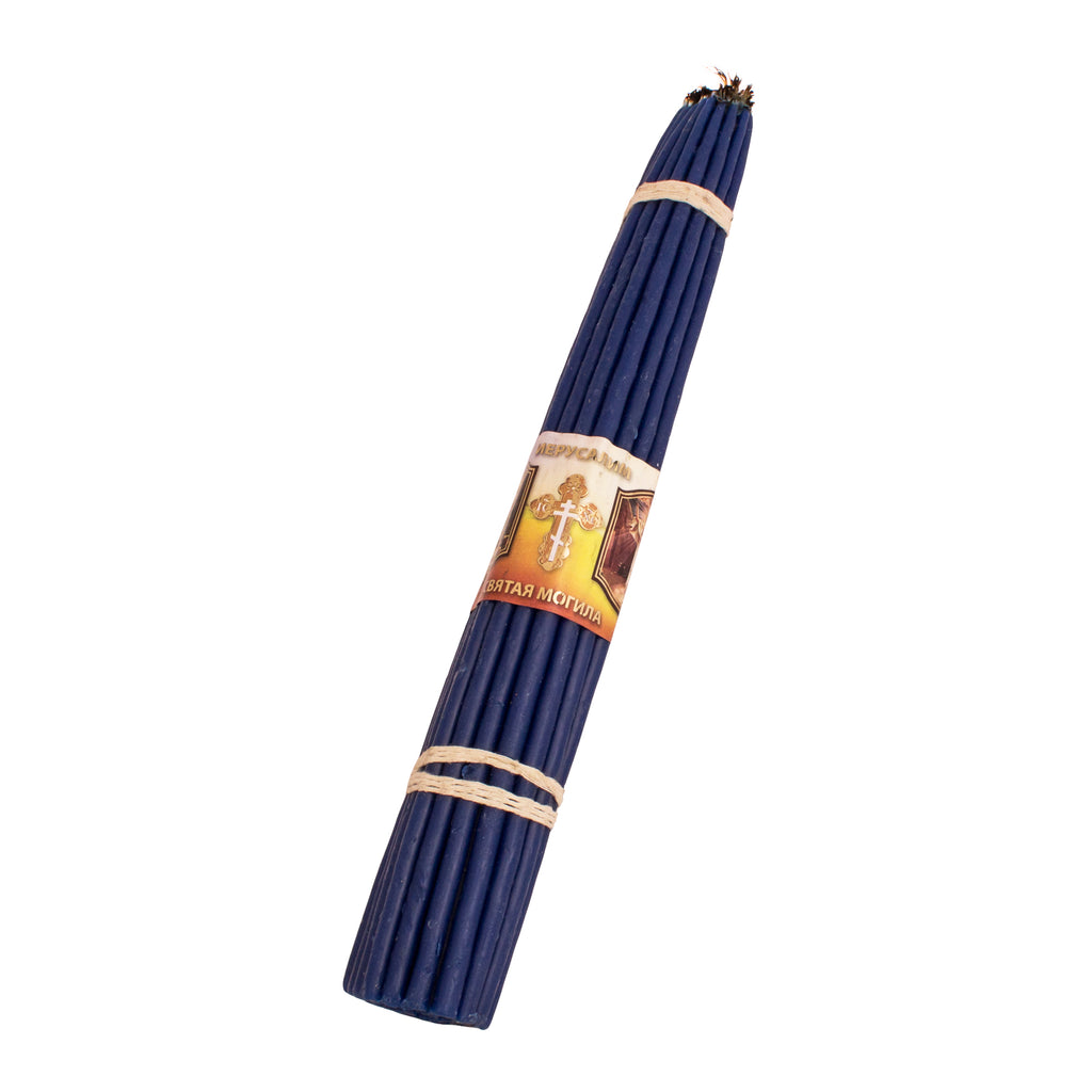 Natural Wax Candles 33 Jerusalem Candles in Blue from the Church of Holy Sepulcher 29 cm