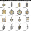 Image of Pendant w/Golden 9K Star of David & Black Onyx Hebrew Alphabet Sterling Silver