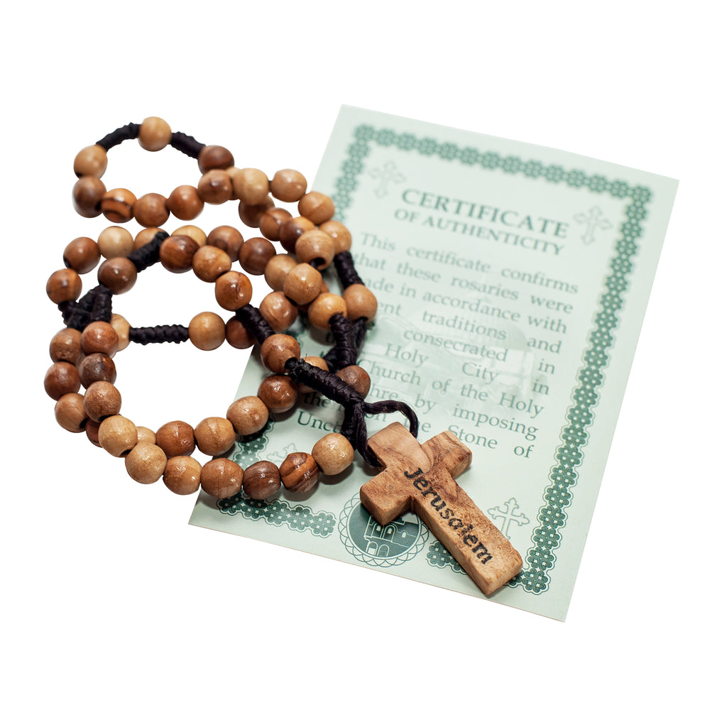 Olive Wood Beads Rosary From Bethlehem Holy Land Hand Made 13"