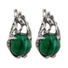 Image of Unique Sterling Silver Earrings with Genuine Natural Malachite Gemstone Handmade Israel Jewelry