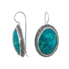 Image of Eilat Chrysocolla Stone Vintage Earrings Sterling Silver Jewelry from Israel Handmade