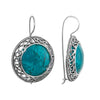 Image of Rare Eilat Chrysocolla Stone Filigree Earrings from Silver 925 Israel Handmade Jewelry