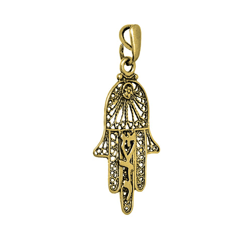 Pendant Hamsa The Name of God is "שדי" Shaddai Sterling Silver Necklace 1.44"