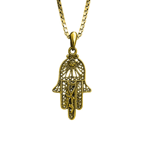Pendant Hamsa The Name of God is "שדי" Shaddai Sterling Silver Necklace 1.44"