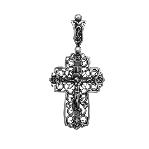 Pectoral Cross Sterling Silver 925 Pendant Necklace Consecrated in Holy Sepulchre 1,8"
