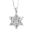 Image of Pendant Star of David 12 tribes of Israel Sterling Silver Necklace HandMade 1.3"