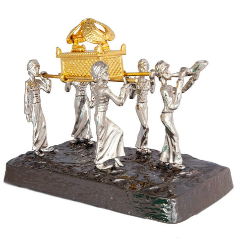 Figurine Ark of the Covenant On Base Silver & Gold Plated Statue Sculpture
