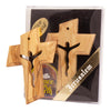Image of Symbolic Christianity Wooden Cross Natural Olive Wood Prayers Symbol from Bethlehem Handmade 3,2"