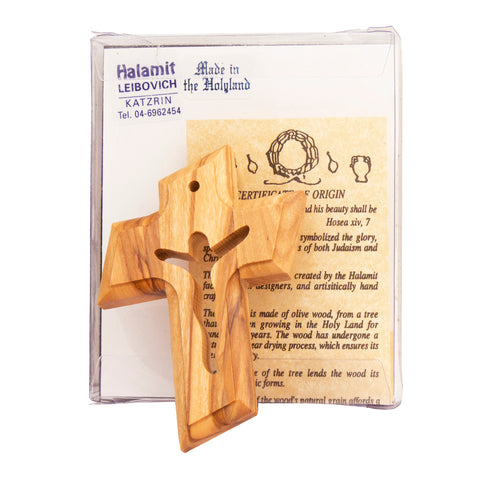 Symbolic Christianity Wooden Cross Natural Olive Wood Prayers Symbol from Bethlehem Handmade 3,2"