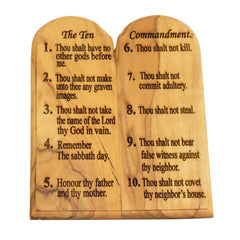The Ten Commandments Olive Wood Engraved Wooden Plaque Home Decor Bethlehem 5"