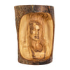 Image of Natural Olive Wood Carved Bust of Jesus' Head Sculpture Statue Handmade from Jerusalem 6"