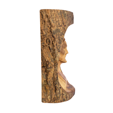 Natural Olive Wood Carved Bust of Jesus' Head Sculpture Statue Handmade from Jerusalem 6"