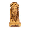 Image of Olive Wood Carved Bust of Jesus' Head Sculpture Statue Handmade from Jerusalem 5"