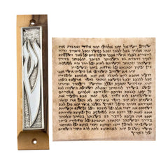 Car or Door Mezuzah Case Olive Wood Enamel Letter SHIN Non-Kosher Scroll Torah from Jerusalem Shema Israel 3,8