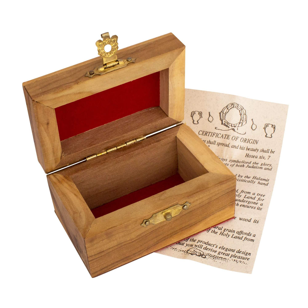 Hand Made Olive Wood Jewelry Rosary Keepsake Confirmation Box Jerusalem 2,9"x1,8"
