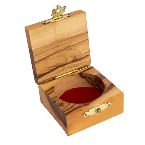 Olive Wood Jewelry Rosary Keepsake Box Messianic Movement Seal Hand Made 2"x2"