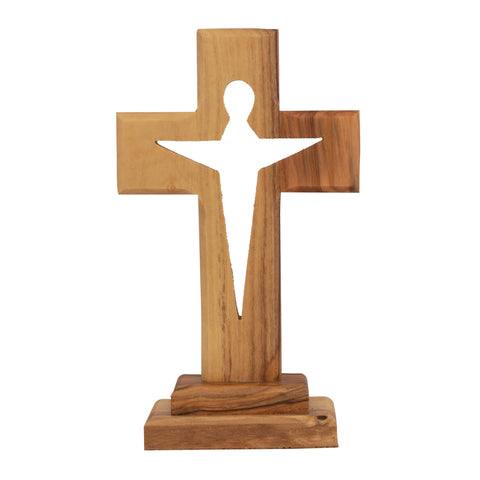 Handmade Standing Wooden Christianity Cross from Natural Olive Wood from Bethlehem 5"