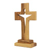 Image of Handmade Standing Wooden Christianity Cross from Natural Olive Wood from Bethlehem 5"