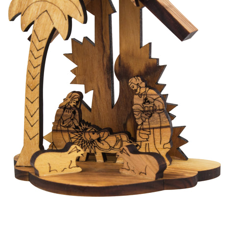 Wooden Statue Nativity Scene from Natural Olive Wood from Bethlehem 4"