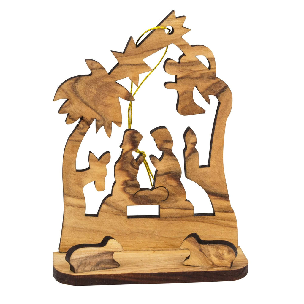 Christmas Decoration Toy w/Nativity Scene from Natural Olive Wood from Bethlehem 3,6"