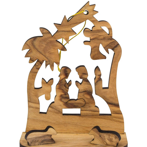 Christmas Decoration Toy w/Nativity Scene from Natural Olive Wood from Bethlehem 3,6"