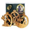Image of 2 Christmas Decorations w/Nativity Scene Set Handmade from Natural Olive Wood from Bethlehem 2,9"