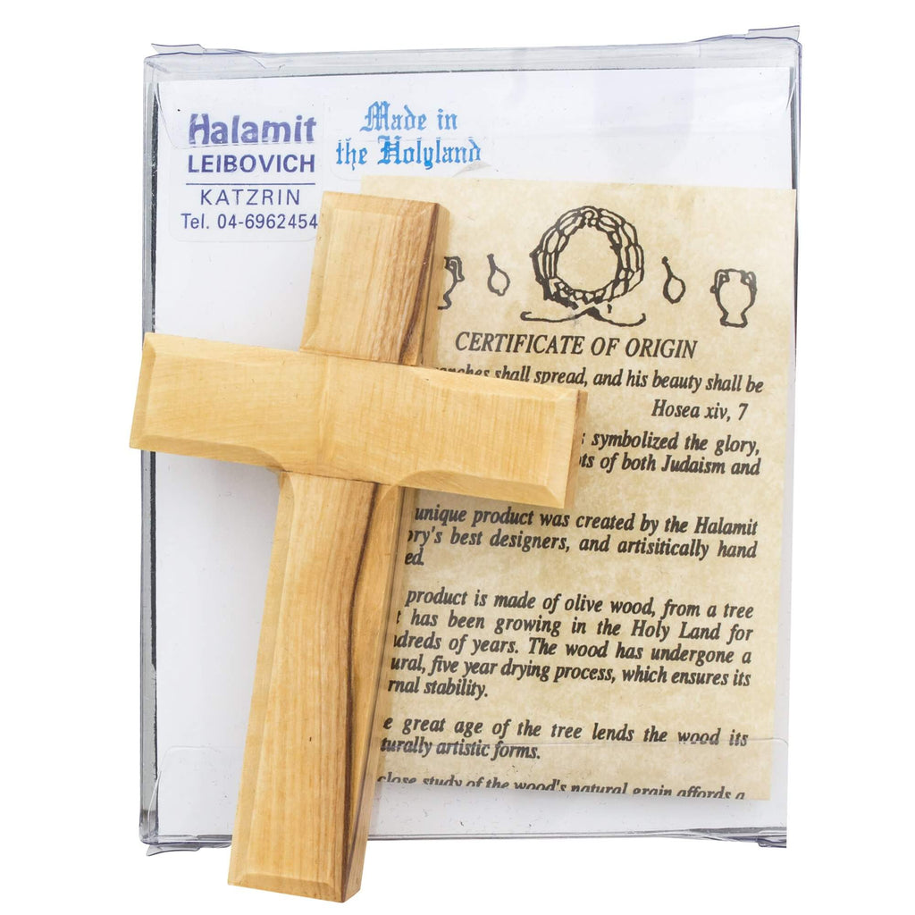 Handmade Wooden Christianity Wall Cross from Natural Olive Wood from Bethlehem 3,3"