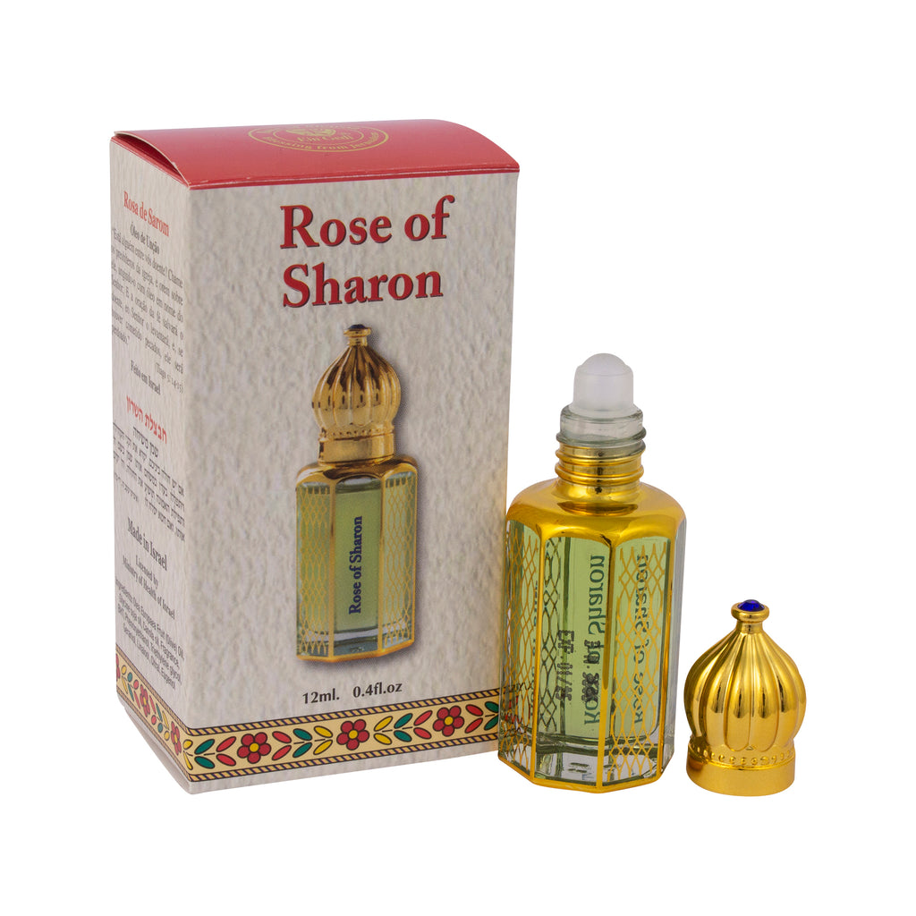 Rose of Sharon Aromatic Prayer Anointing Oil Bible from Holy Land Roll-on Applicator Octagonal Glass bottle Ein Gedi-4