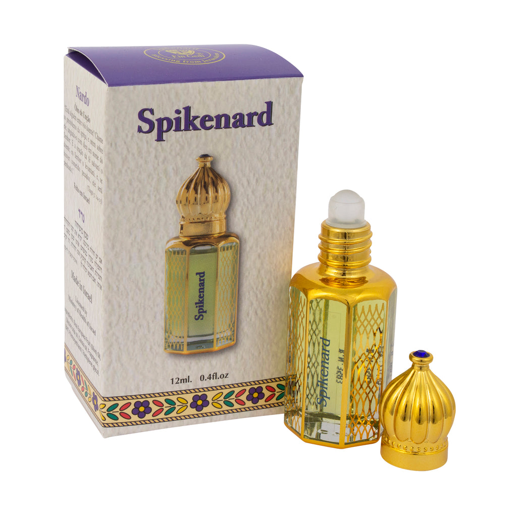 Ein Gedi Spikenard Aromatic Prayer Consecrated Anointing Oil Bible from Holy Land Israel Jerusalem Roll-on Applicator Octagonal Glass bottle for Prayers