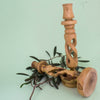 Image of 2 Bethlehem Candle Holder Hand Made Olive Wood from Holy Land 8,6"