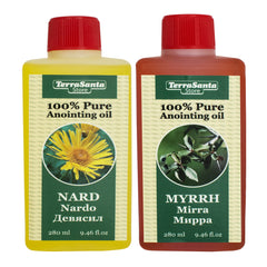 Set 2 Original Pure Anointing Oils Nard & Myrrh Fragrance Holy Land Biblical Spices by Terra Santa 280ml