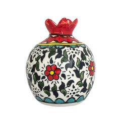 Decorative Vase Ceramic Pomegranate Figurine Handmade Floral Design Jerusalem 3,5