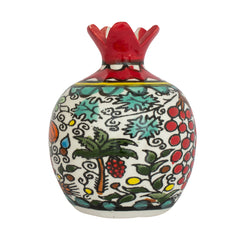 Vase Ceramic Decorative Pomegranate Figurine Handmade Floral Print Jerusalem 3,5